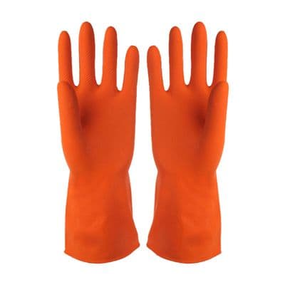 ถุงมือยางงานทั่วไป KVB ขนาด 12 นิ้ว สีส้ม